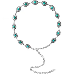 Новое поступление, модные аксессуары, золотые женские ремни на цепочке для тела, Овальный Бирюзовый камень, узкий металлический ремень в стиле ретро