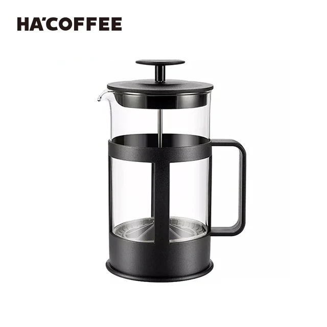 Изготовленная на заказ термостойкая портативная ручная кофеварка для французского пресса 350/800 мл оптовая продажа с поршень