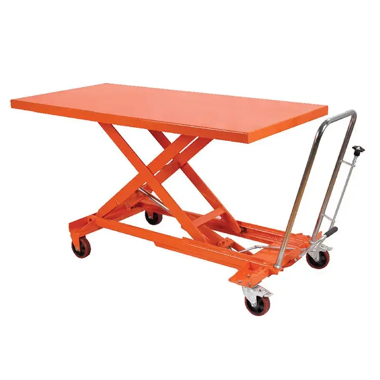 Hot Selling Max Lift Height 730mm High Quality Manual Hydraulic Double Scissor Lift Tables with Rollers