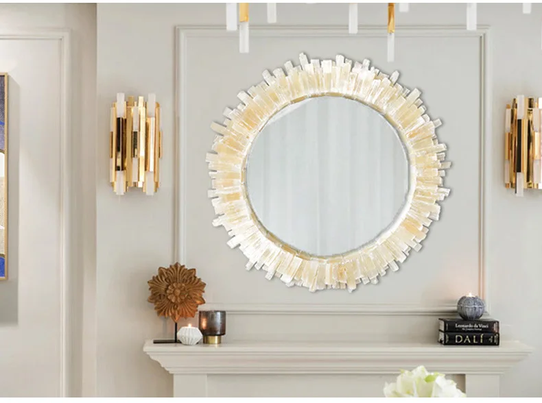 Antique circle Sun burst acrylic mirror wall big round crystal wall mirror