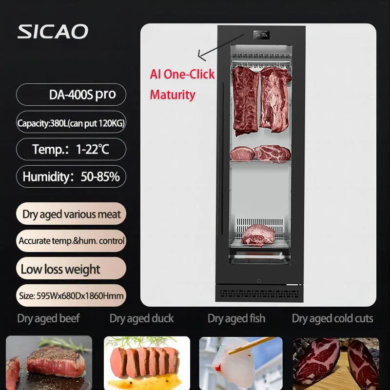 SICAO New AI One-click maturation Dri Dry Ager Fridge Display Deep Freezer Aged Aging Refrigerator kichen equipment Cabinet