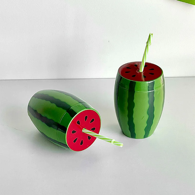 Unique Big 800ml Watermelon Cup Polycarbonate Summer Party Juice Water Bottle Disposable Cocktail Drinking Glass