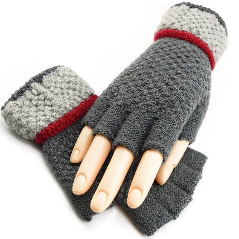 
YRRETY Unisex Outdoor Driving Knitted Men Fingerless Glove Warmer Women Woolen Knitwear Soft Half Finger Gloves Winter Gloves 