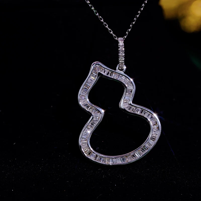 Jewelry customization 18K Solid Gold Natural Diamond Gourd shape Necklace Exquisite Latest Women Wedding Bridal Necklace