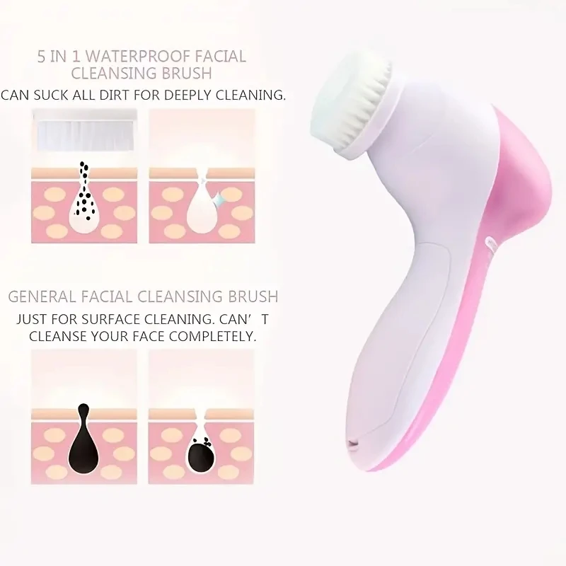 Electric Facial Cleaner 5 IN 1 Face Cleansing Brush Wash Machine Spa Skin Care Massager Blackhead Cleaning Facial Cleanser Tools