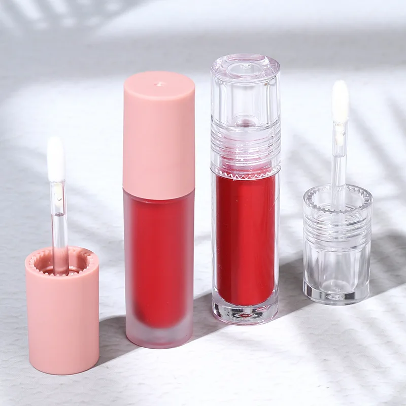 Customization 3ml cosmetic packaging fully transparent clay empty bottle rubber texture lip gloss tube plastic