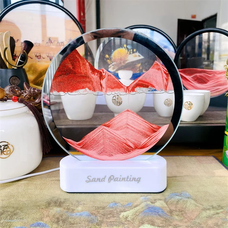 Hot Sell Hourglass RGB LED Table Lamp Moving 3D Hourglass Decorative Quicksand Table Lamp With USB Cable Night Light