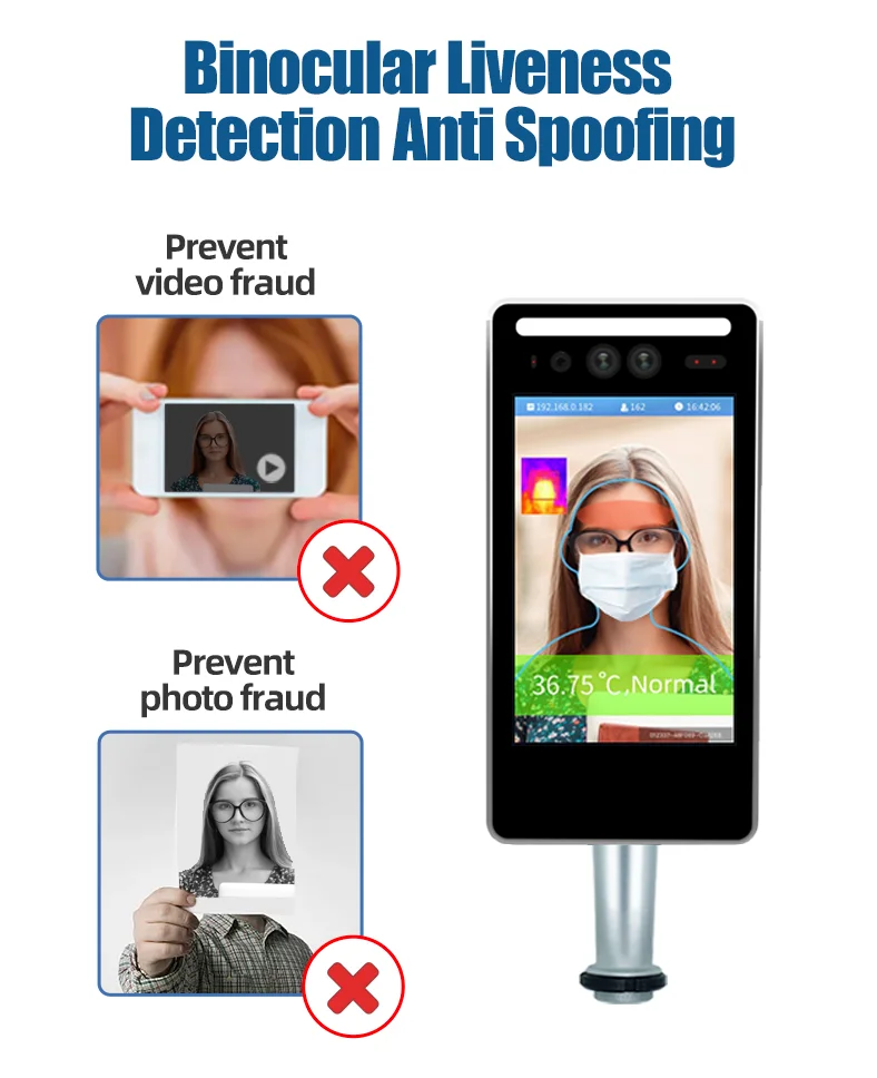 wholesale ai face temperature measurement access control system turnstile time attendance check temperature