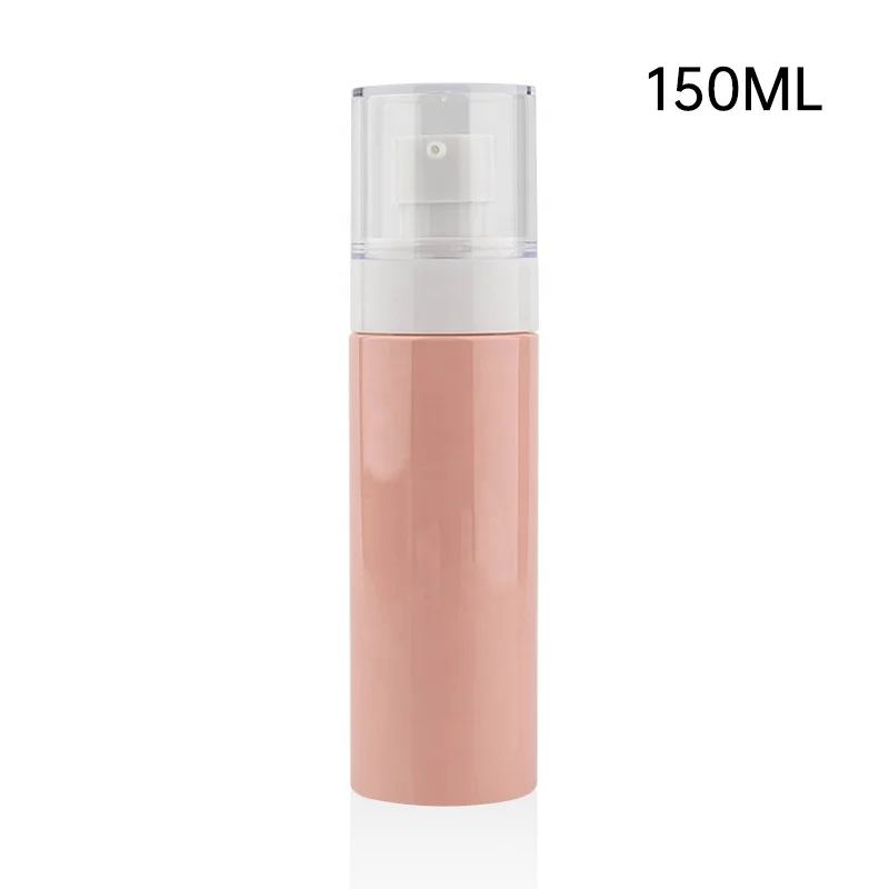 Empty Cosmetic Essential Oil Bottle Packaging 150ml 5oz Pink Plastic Gel Bottle for Hair Conditioner with White Lotion Pump