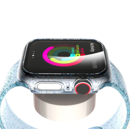 2 в 1 Звездное небо Bling часы чехол для Apple Watch, версии бампер Блестящий часы Чехол для наручных часов Iwatch, защитная пленка для экрана из закаленного стекла защитная пленка