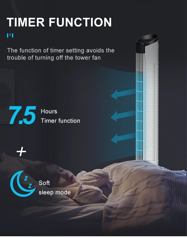 36 Inch plastic white color mount Remote control air cooling oscillating portable mini tower fan