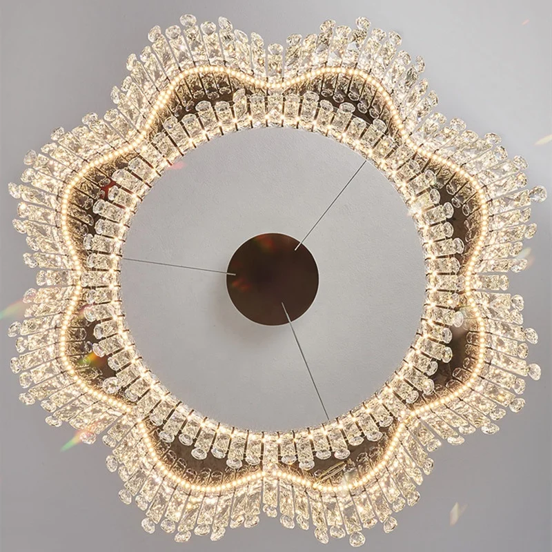 Modern Simple Atmospheric Household Italian Light Luxury Restaurant Master Bedroom Crystal Chandelier LED 12 Metal 1 Piece Clear