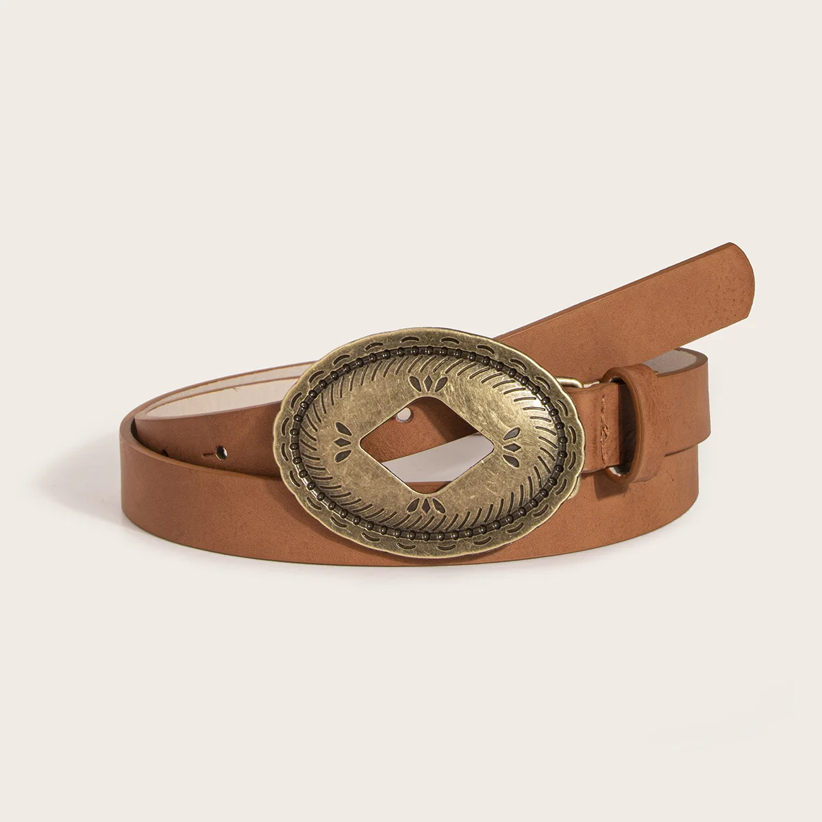 Fashion plain PU leather belt for women ladies belts with retro belt buckle