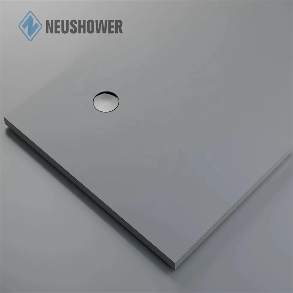 Modern Style Black Solid Surface shower pans Artificial Stone Anti-slip Base Rectangle Bathroom Shower Tray