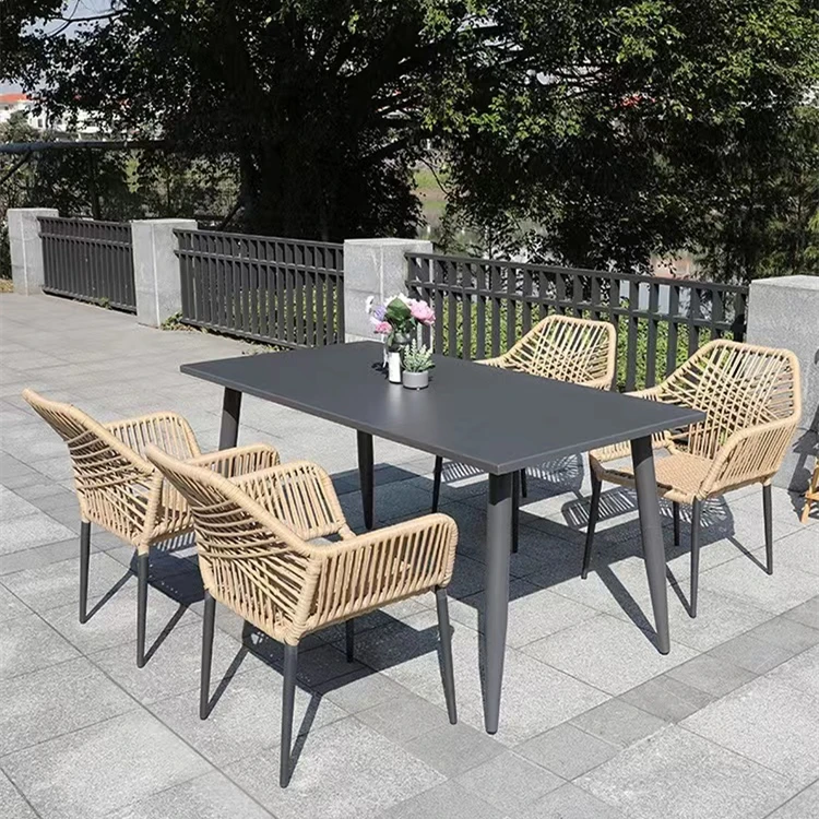 Great Solid wooden teak Good Garden furniture design PE rattan  wicker handwoven  outdoor dining set