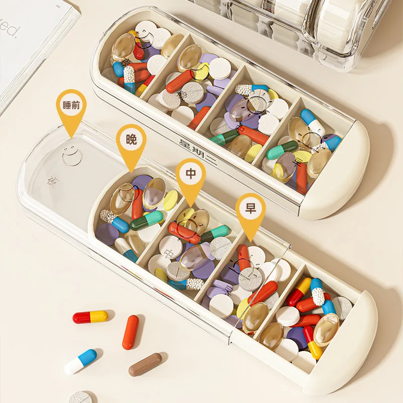 Convenient medicine box seven days a week 28 boxes of classified medicine box Elderly people carry