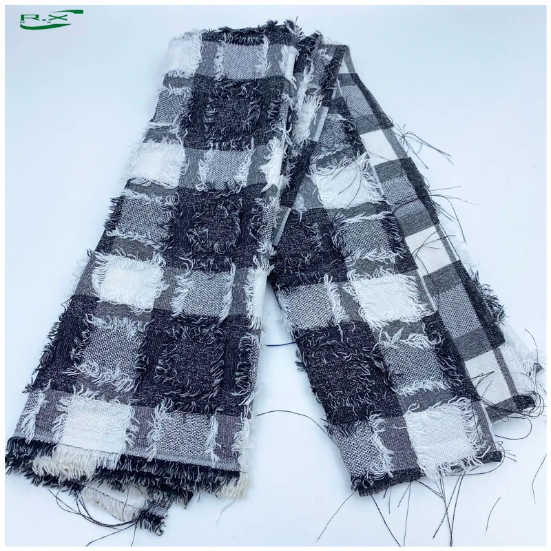 Custom wholesale high quality viscose/polyester tassel fringe crepe rufer jacquard fabric for dress
