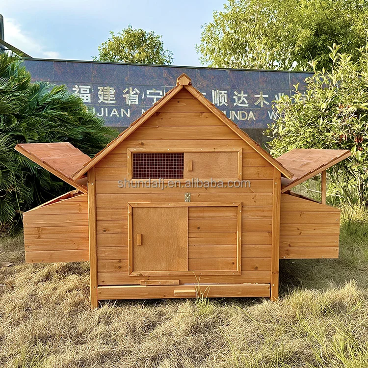 SDC002XL-D Easy Cleaning Wooden Chicken Coops hen house cage with Large Run Poultry Farm