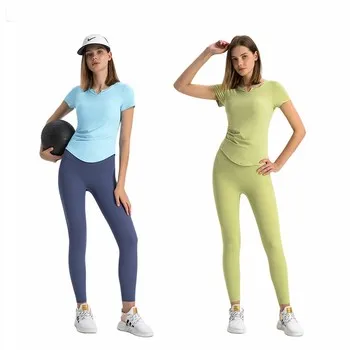 Summer Nude Short-sleeved Top Twisted Knot Hollow Slim T-shirt Square Neck Breathable Back Sports Yoga Top