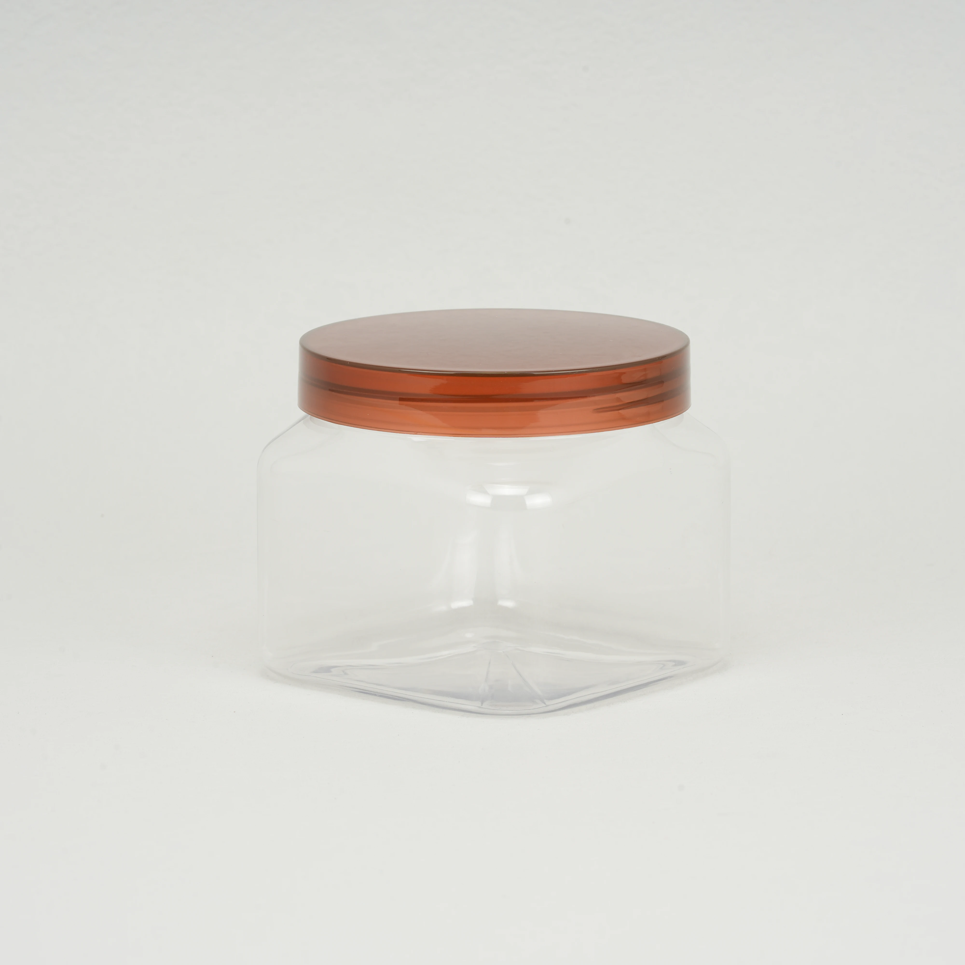 Custom 500ml 16oz 500 ml 16 oz PET Clear Square Shape Hair Care Mason Scrub Cream Conditioner Plastic Jar With Lids