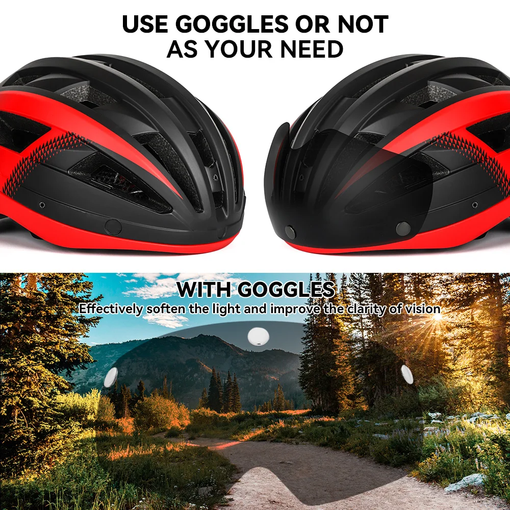 FUNWICT OEM racing bike helmet half face shield goggle bike helmet riding safety visor led light women men adult riding helmet