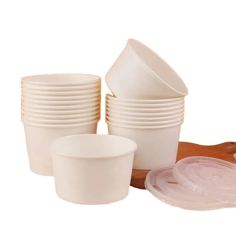 Disposable customized paper sundae dessert ice cream cup with  lid