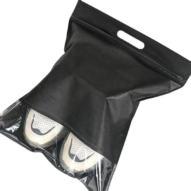 Non-woven zipper bag wholesale dust shoes clothes storage bag spot shoe washing shop with packaging bags printed logo