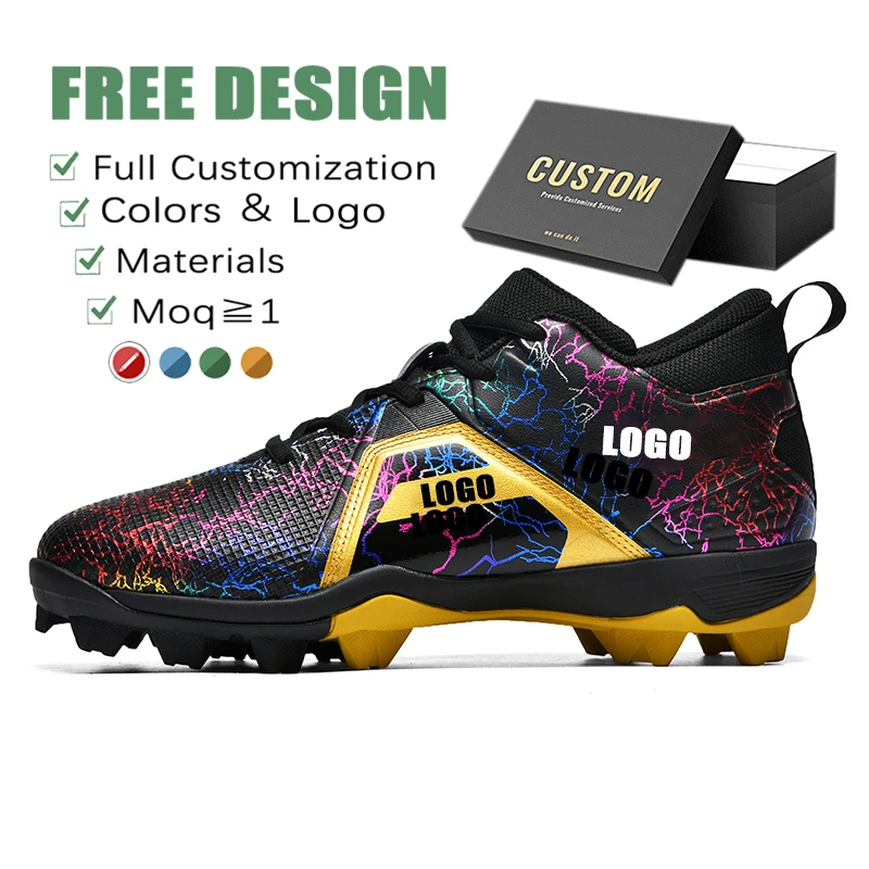 High Quality Factory Customized Mens Shoes Breathable Anti-slip Custom Logo Brand Shoes Softball Baseball Cleates Men