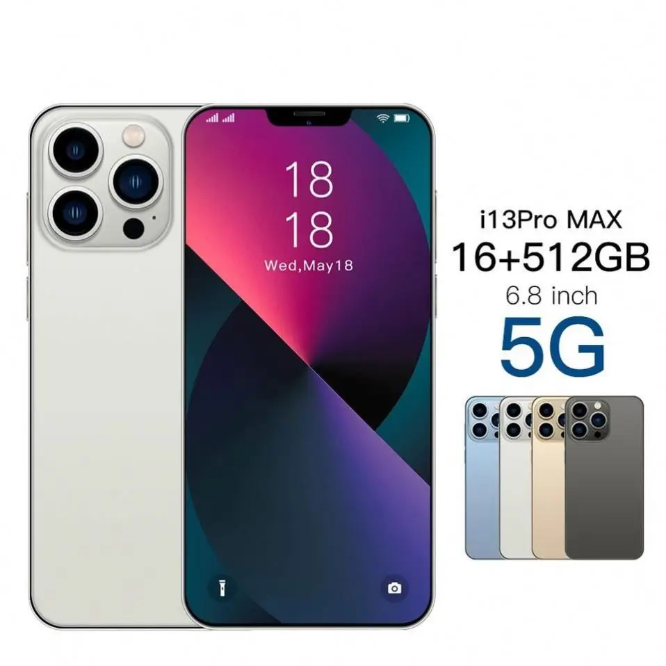 New 100% original 6.9 inch Screen Android phone 16+512GB Wifi camera GPS 3 sim card i13pro mobile phones
