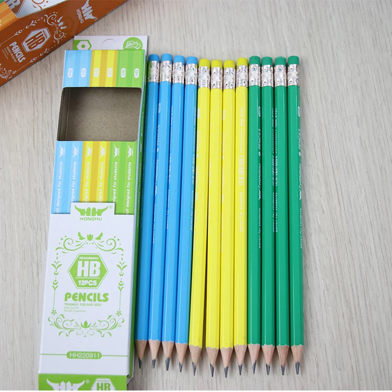 Bending Stationery Soft flame HB Pencil with Eraser Flexible Soft New Folding for Children packing Deformation Colorful Stripe