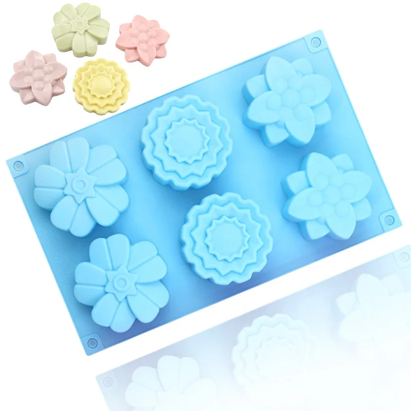 144 6 hole different shape flower soap mold silicone cake 3d soap mold Kitchen supplies tools cake mold silicone resin bpa free