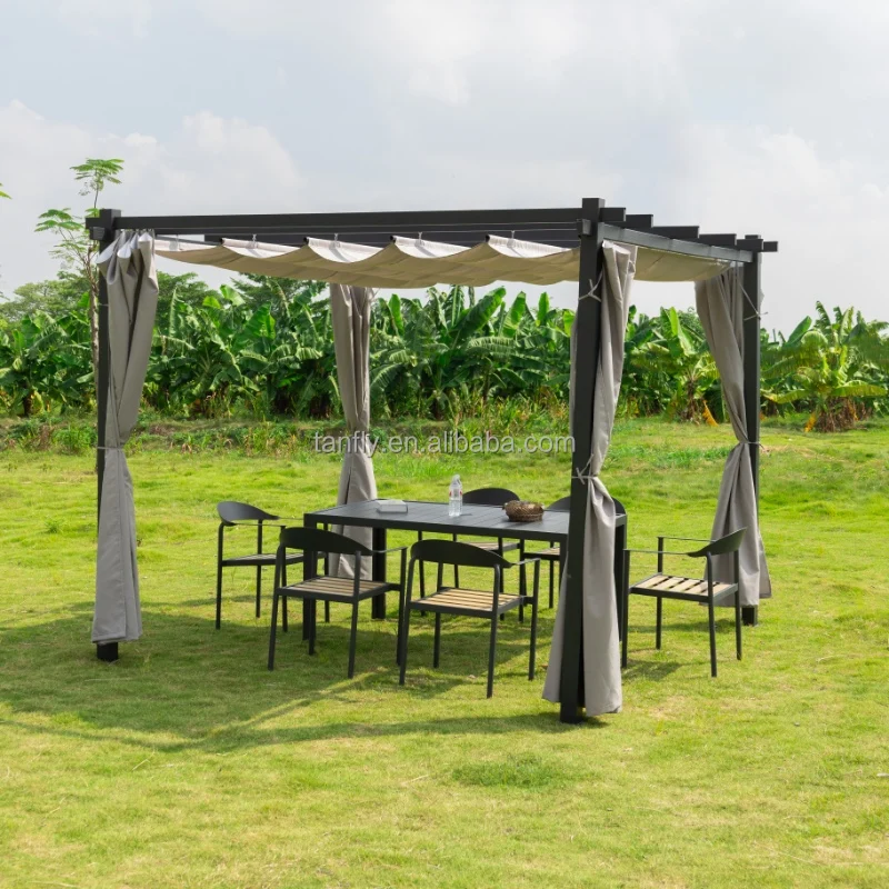 New Style Garden Backyard Pergola Aluminum Outdoor Waterproof Gazebo Pavilion Windproof Pergola Modern