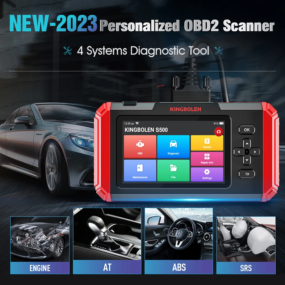 Kingbolen S500 Automotive Engine Scan Tool with Oil Reset Brake SAS Throttle Adaptation Reset Car Diagnostic Tools OBD2 Scanner