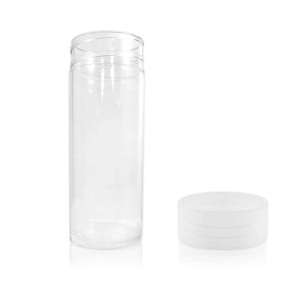 Customized Round Plastic Suitable Collector Tube Quarter Coins Container