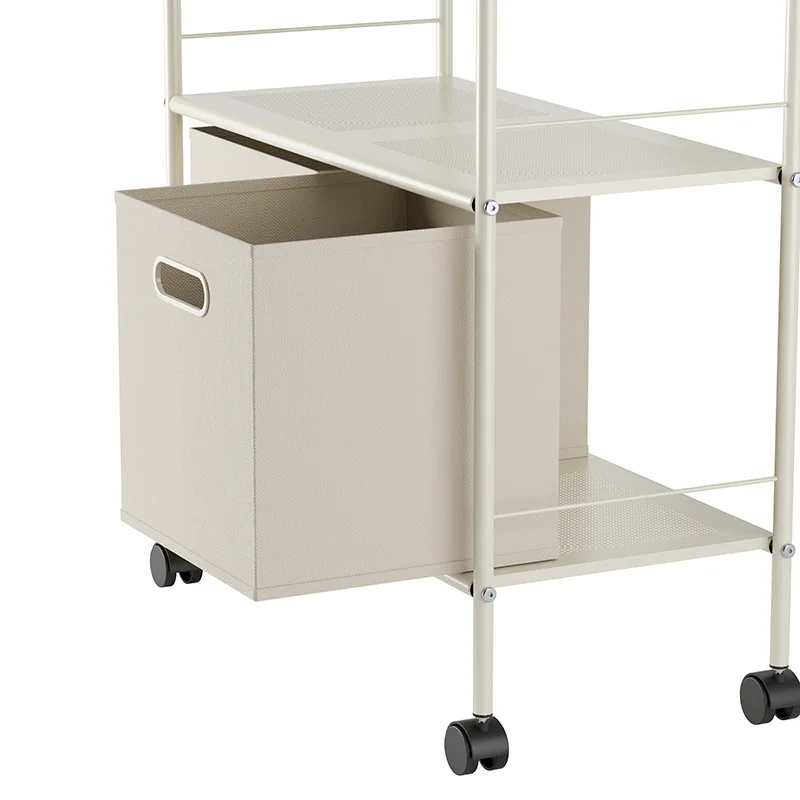 Bathroom Shelf Storage Trolley Cart Living Room Movable Storage Racks With Rotating Removable Nonwovens Storage Cube