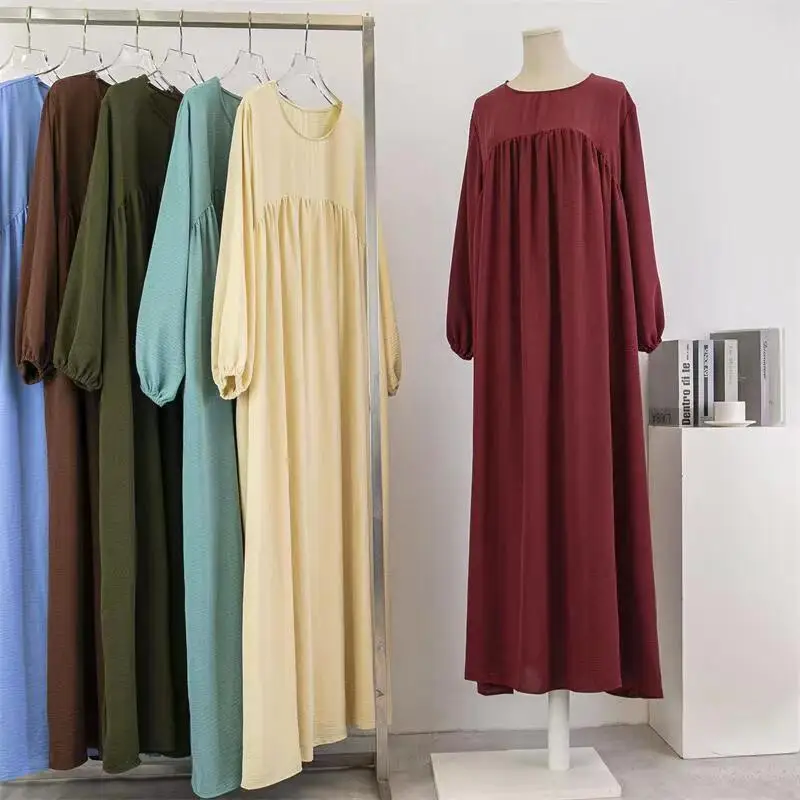 Arabian robe pullover robe skirt autumn long skirt dress affordable low price solid color loose