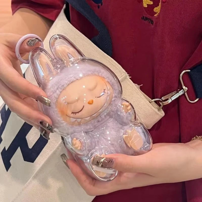 The Monsters Labubu Protective Case Labubu Transparent Dust Hanging Cover Doll Storage Box