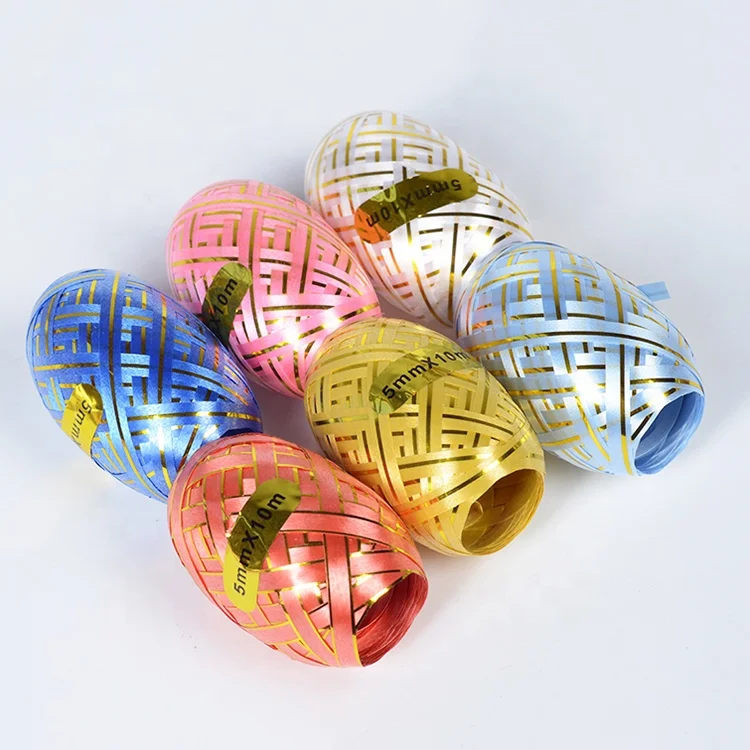 New promotional customized gift packing balloon ribbon rolls, christmas decoration 10m curly ribbon egg
