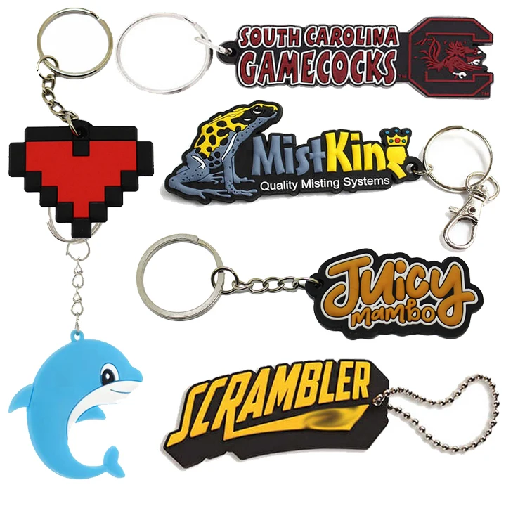 Custom Logo 2d Plastic Metal Gift 3D Silicone Key Ring Rubber Keychain Personalized Pvc Soft Rubber Key Chain My Own Design