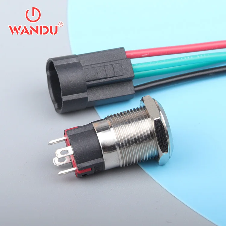 12mm metal push button switch with power logo light / self-holding / self-resetting