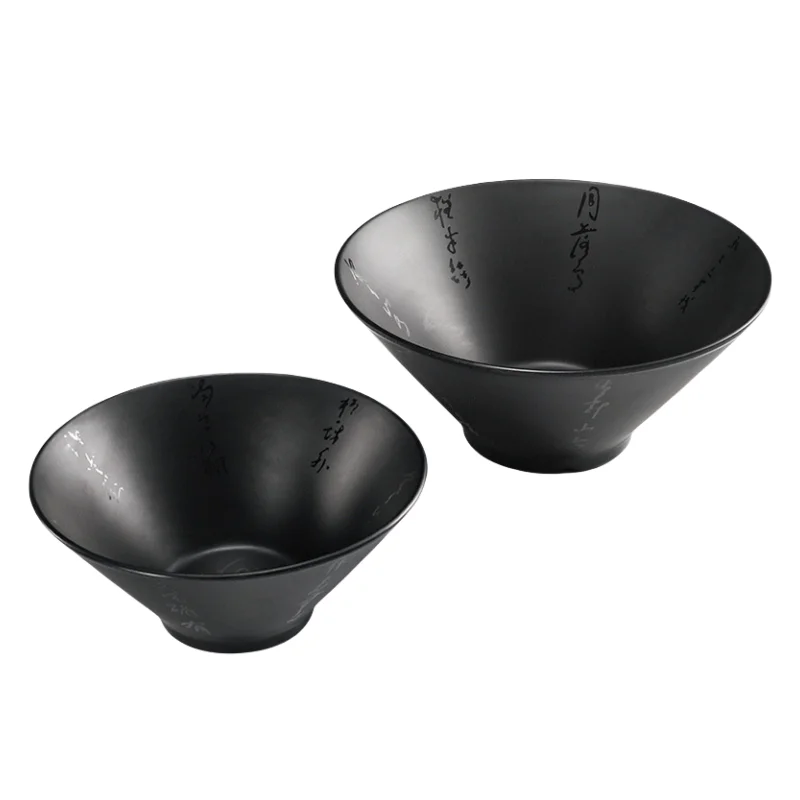 Durable Household Japanese Ramen Bowl Matte Black Deep Melamine Ramen Noodle Bowls