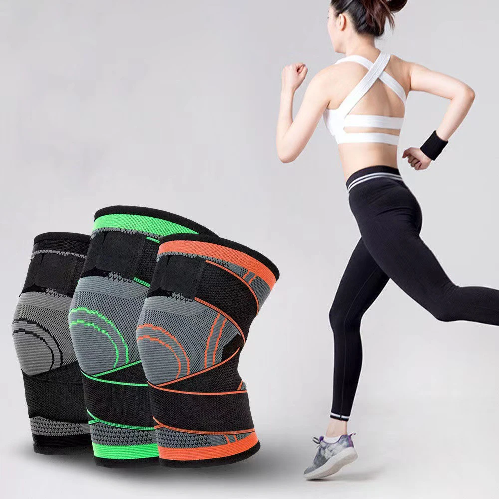 Elastic Sports Kneepad Men Women Pressurized Knee Support Protector Fitness Gear Running Basketball Volleyball Protector