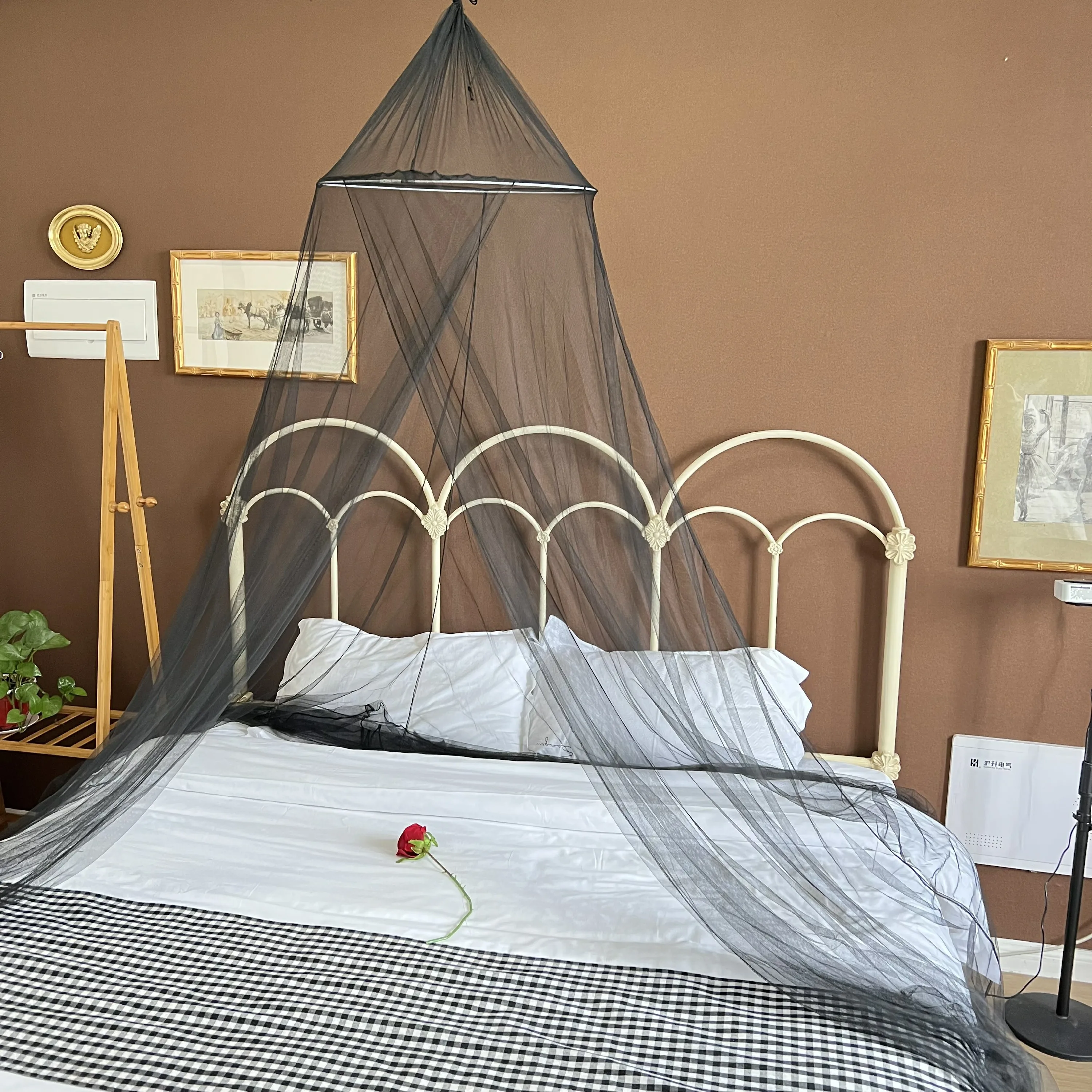 Black Pink White Mosquito Net & Bed Canopy Foldable Conical Steel Frame Simple Classic Beds Mosquito Net