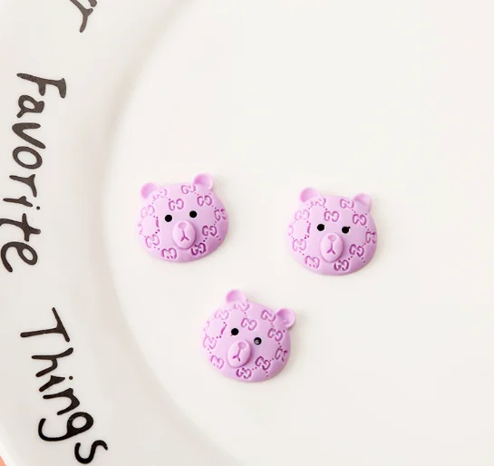 Wholesale Cooky Resin rabbit head bear macaron color diy jewelry phone case patch 3d kawaii bunny nail charms accessories