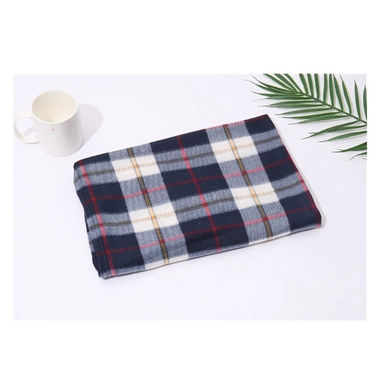 Custom 100% Polyester Plaid Throw Blanket Printed Polar Fleece Blanket For Sofa