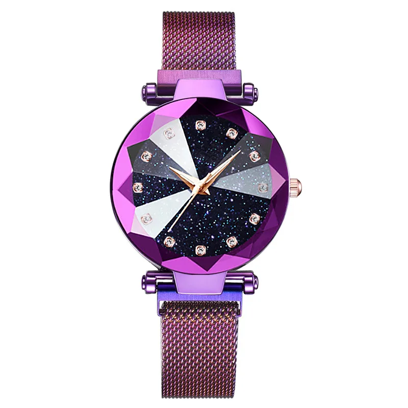 
Luxury Starry Sky Stainless Steel Mesh Bracelet Watches For Women Crystal Analog Quartz Wristwatches Ladies Sports Dress Clock 
