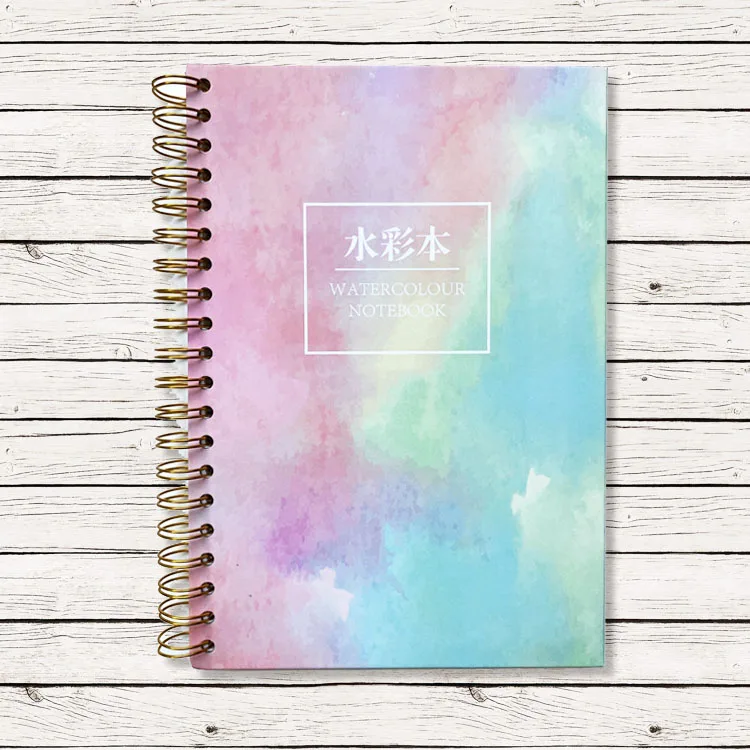 Spiral notebook hardcover small top wire 8.5 x 11 spiral book binding mathematical top flip stellar watercolor spiral notebook