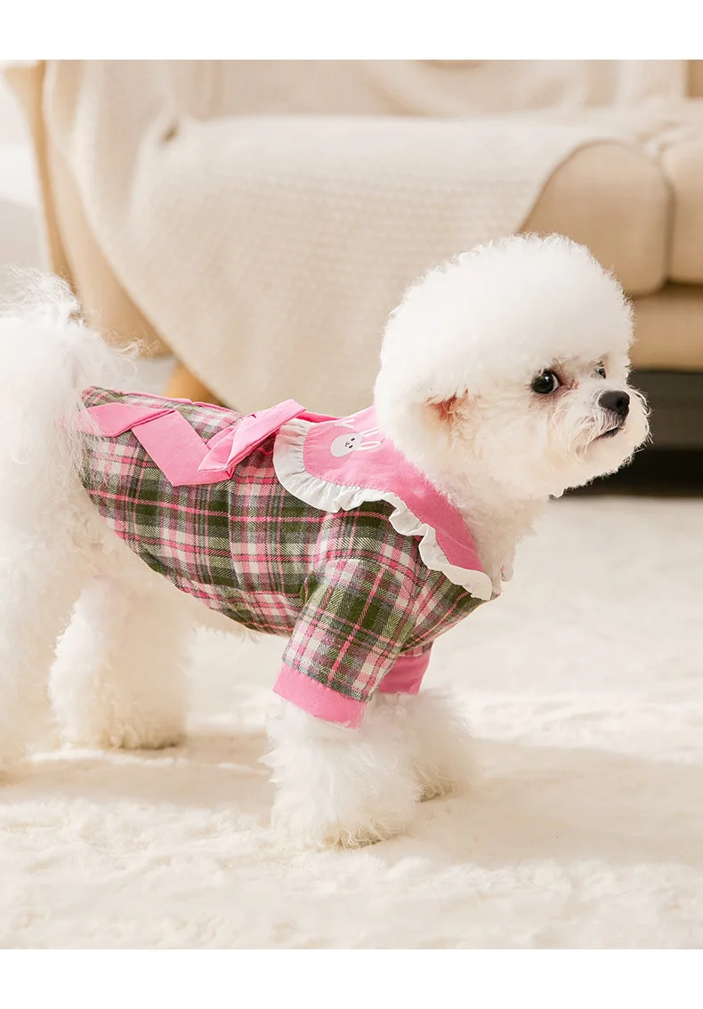 Plus Velvet Princess Bow Puppy Dog Two-legged Cotton Coat Small Medium Dogs Cats Warm Pet Clothes