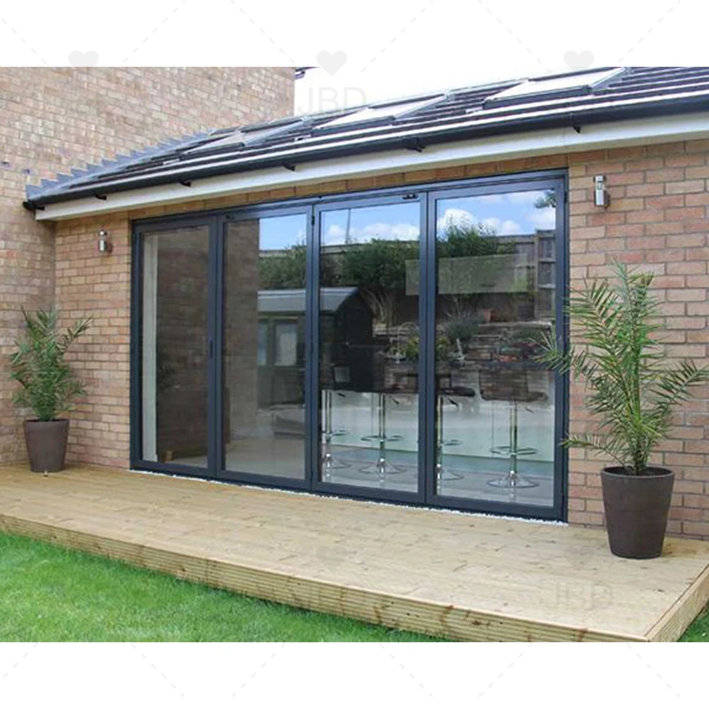 Aluminum Bi Folding Accordion Sliding Door with Locks Commercial Residential Lowes Glass USA Foldable Graphic Design Modern JBD