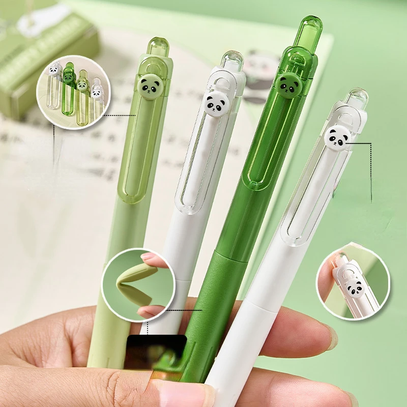 Cartoon cute Panda Neutral Pen Creative Student Signature gel Pen Set 4 Black 0.5mm